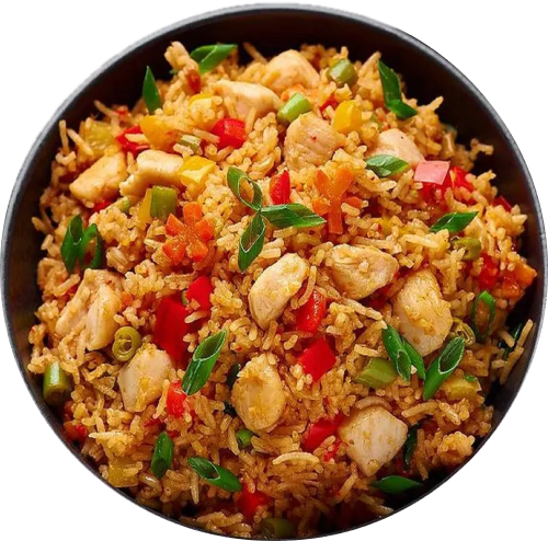 Chilli Paneer and Garlic Fried Rice Bowl